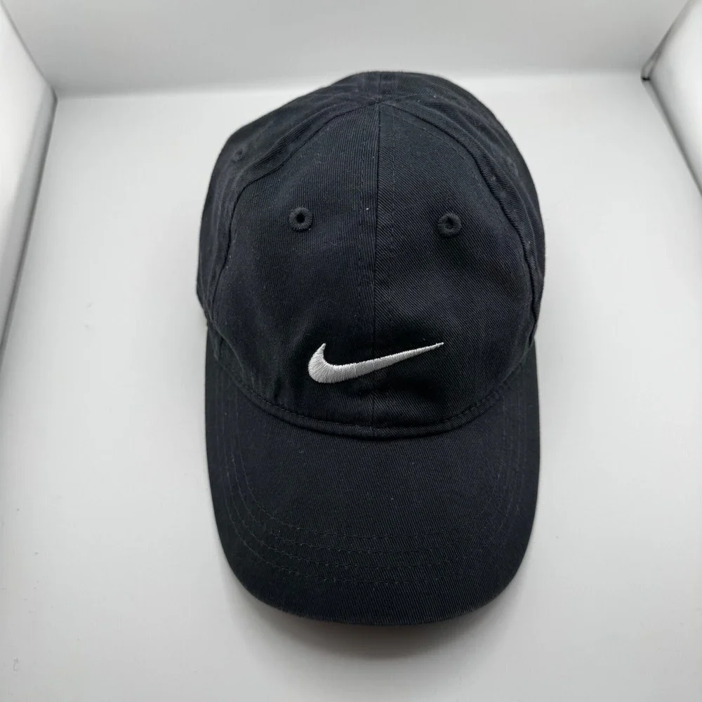 Nike Heritage86 Baseball Cap Child One Size Black Good Embroidered Swoosh Hat